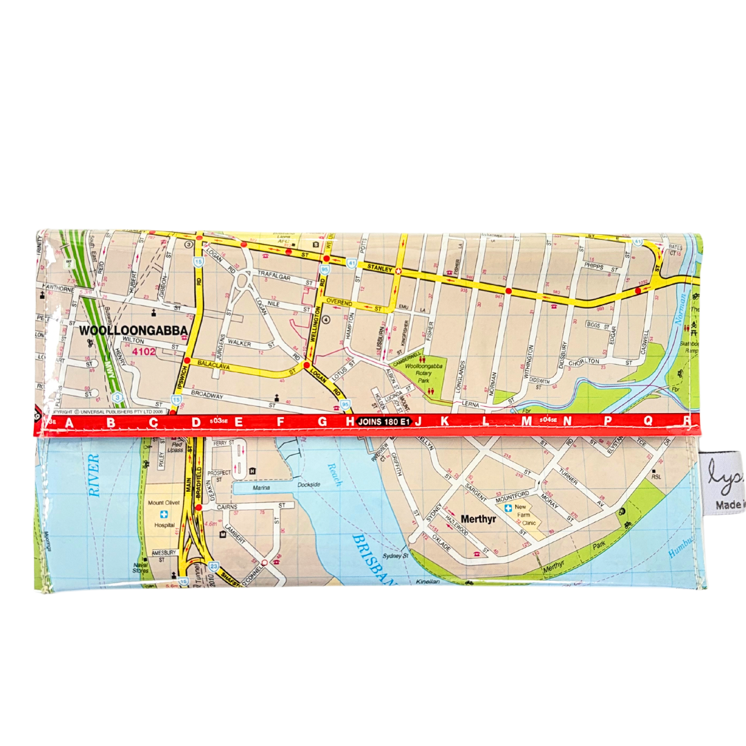 Recycled Street Map Wallet - New Farm, Woolloongabba, Kangaroo Point, East Brisbane