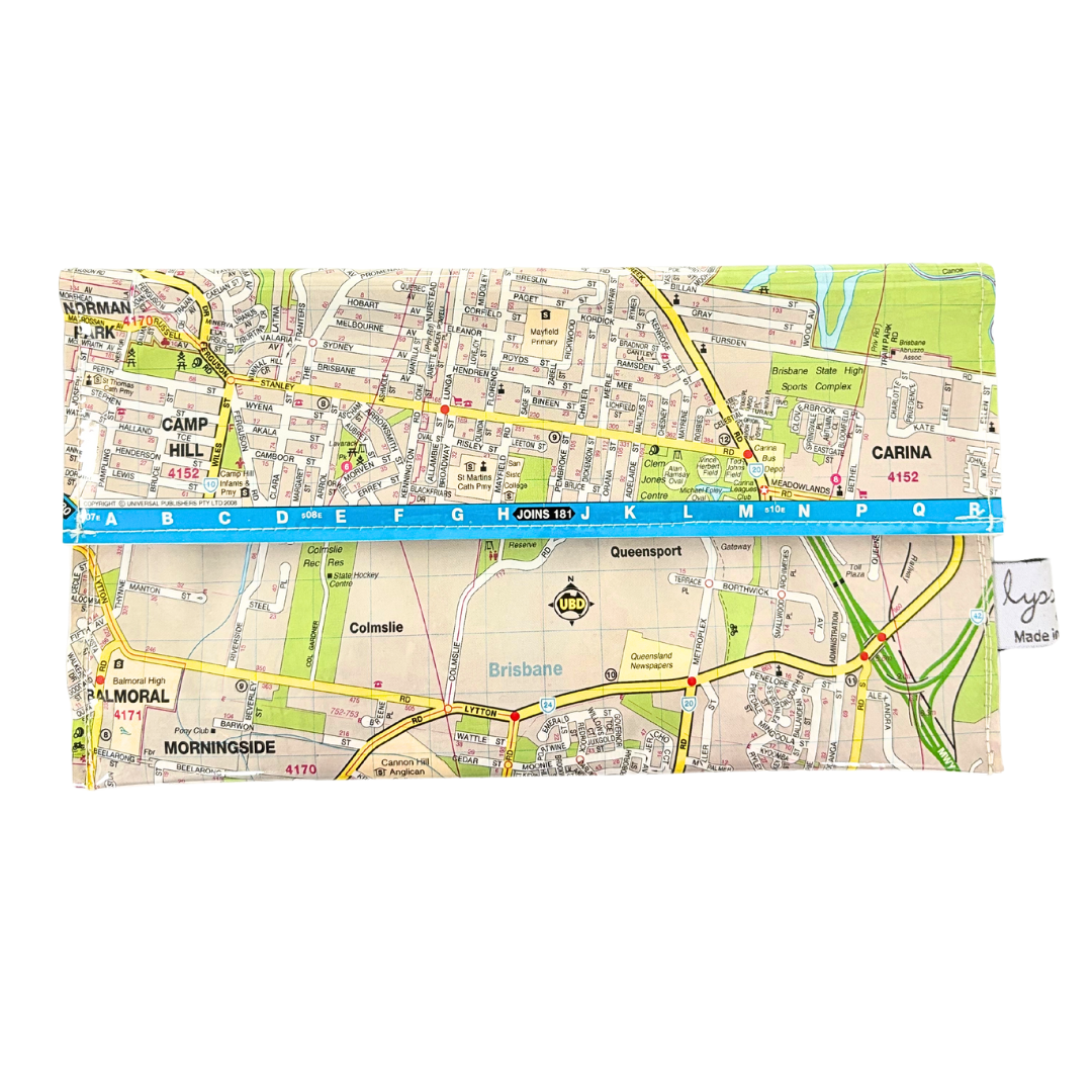 Recycled Street Map Wallet - Morningside, Colmslie,  Balmoral, Seven Hills, Cannon Hill