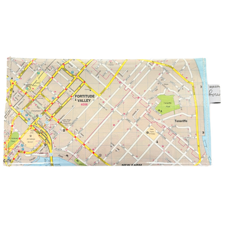 Recycled Street Map Wallet - Fortitude Valley, Kangaroo Point, Newstead, Bowen Hills