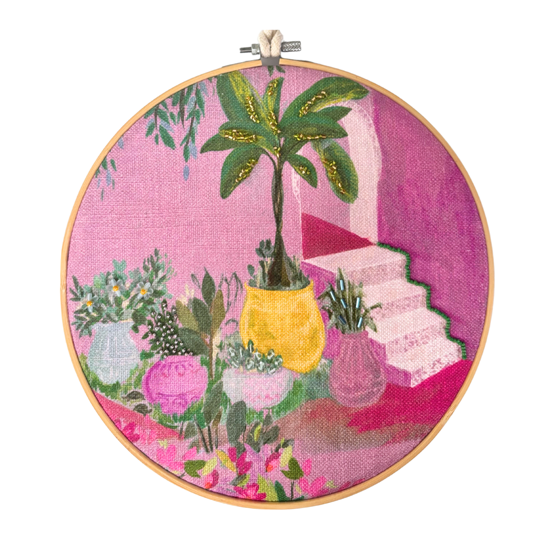 Morning in Morocco - Embellished fabric wall hanging