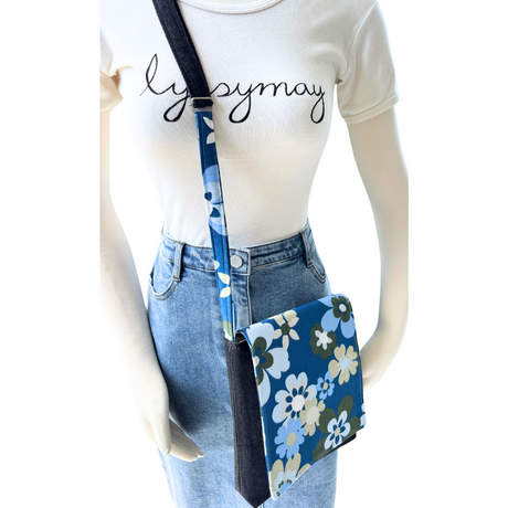 Fresh Flowers Cross Body Dark Denim Satchel