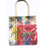 Handprinted Butterfly Graffiti Large Tote