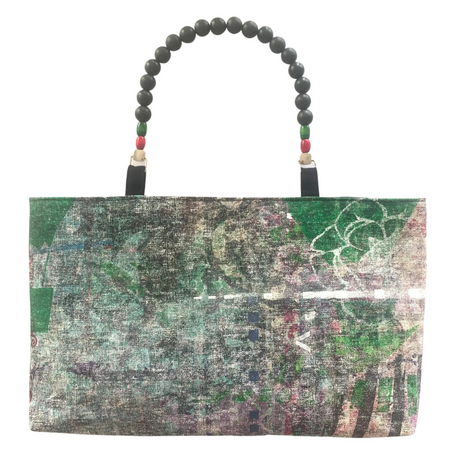 Floral Graffiti Handpainted Beaded Shoulder Bag