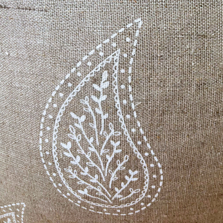 Paisley Parfait Cushion Cover - Handprinted on Natural Linen