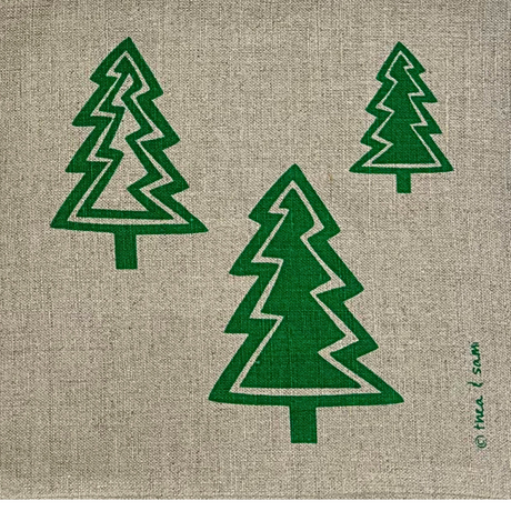 Christmas Trees Linen Napkin - Emerald Green (Set of 4)