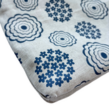 Cottage Garden Flower Print in Navy on Natural Linen - Cross Body Bag