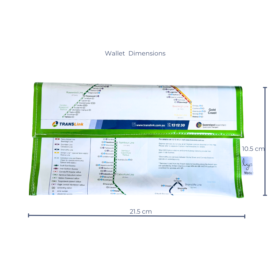 Recycled Street Map Wallet - Citytrain Brisbane Network