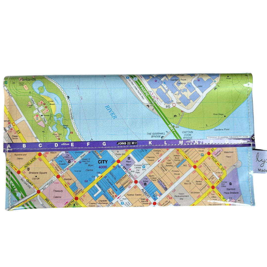 Recycled Street Map Wallet - Brisbane City Centre