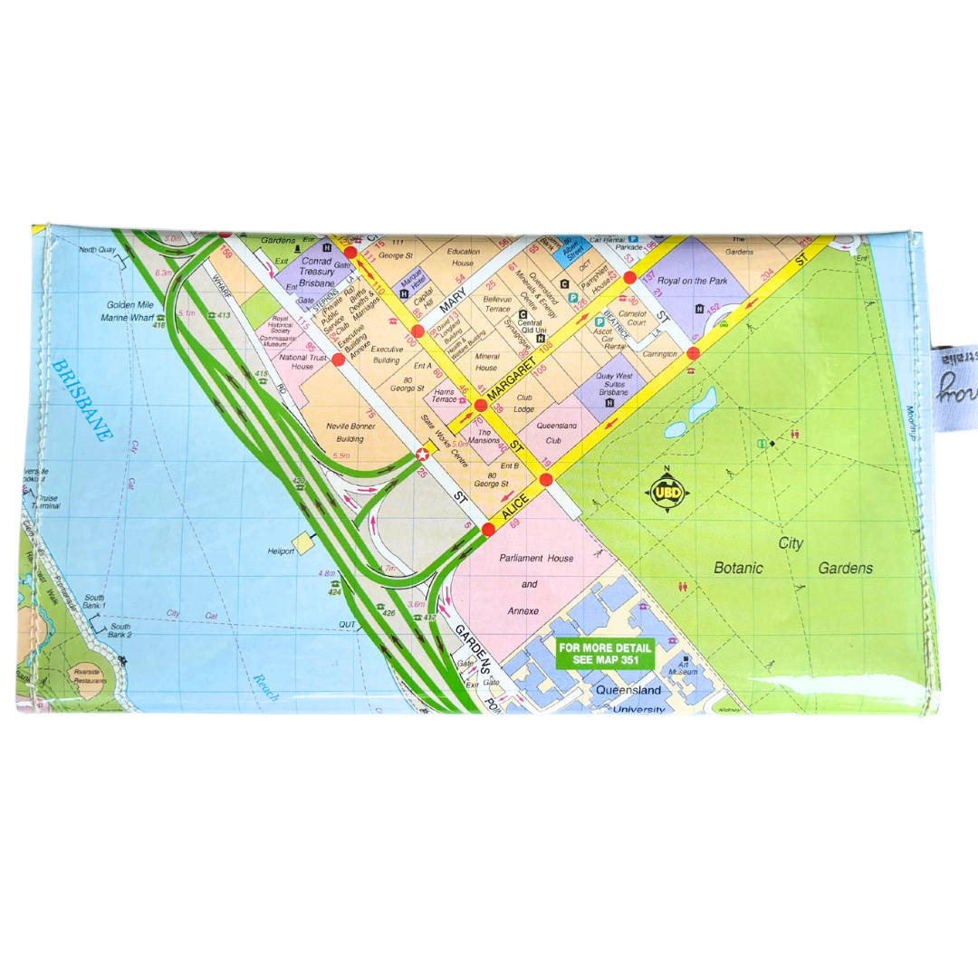 Recycled Street Map Wallet - Brisbane City Centre